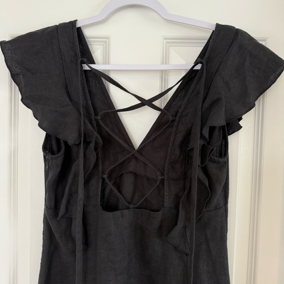 Rails Constance Linen Midi Dress Size Medium In Black - Picture 5 of 15